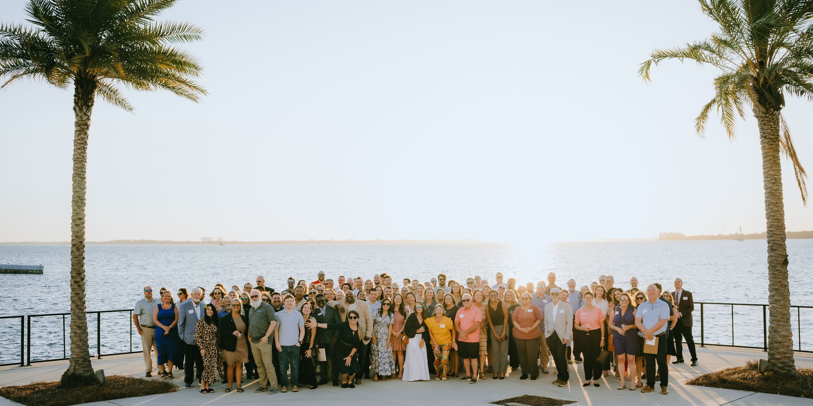 Leadership Bay alumni gathered for a group photo along the Bay County waterfront